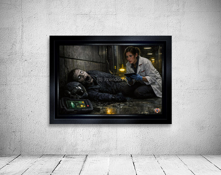Doctor Zora Ventin Amidst The Horror of Zevtron III Striking AI Concept Art by Xzendor7 Wall Preview
