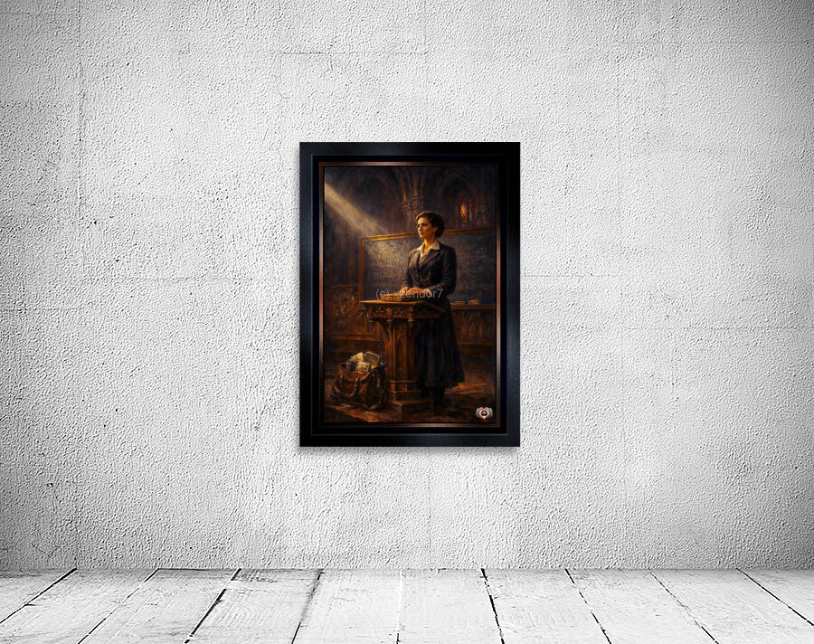 Portrait Of The Brilliant Mathematician Eleonore de Valois Introspective Portrait AI Concept Art by Xzendor7 Wall Preview