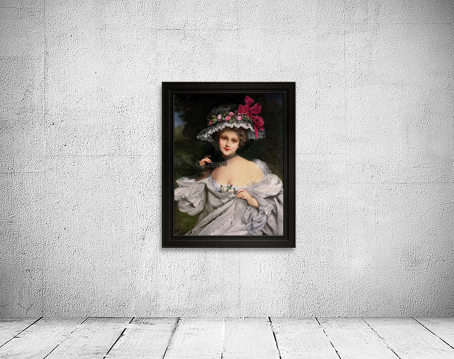 Young Beauty With A Red Ribbon Hat by Francois Martin-Kavel Wall Preview