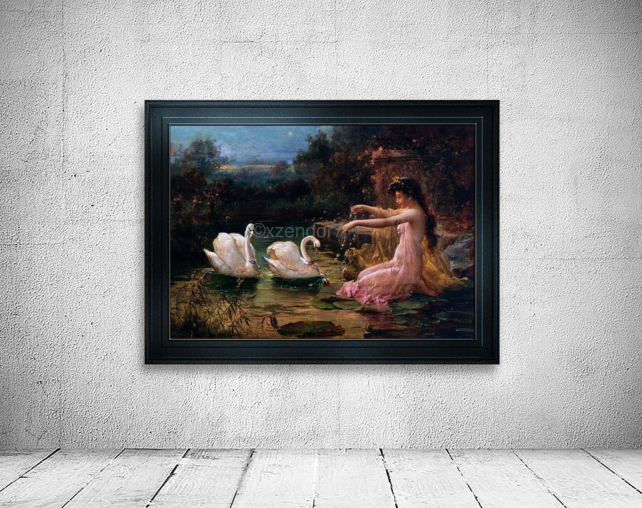 At The Swan Lake by Hans Zatzka by xzendor7 Wall Art