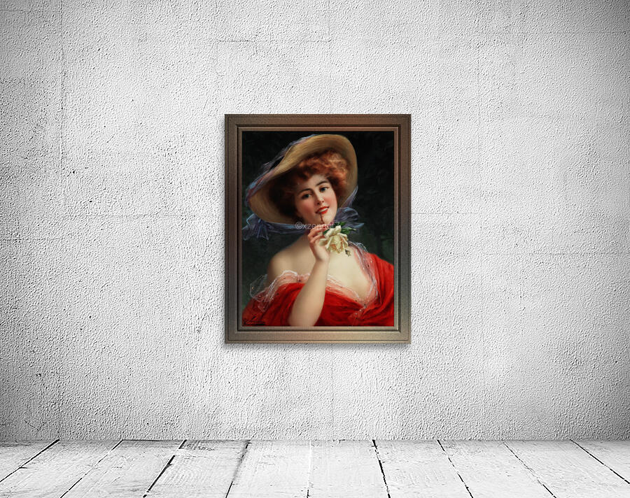Fille A La Rose Jaune by Emile Vernon Wall Decor Xzendor7 Old Masters Art Reproductions Wall Preview