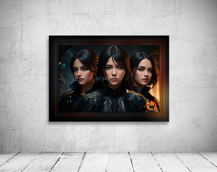 Sisters Of The Amari Mystical Fantasy AI Concept Art Portrait by Xzendor7 Wall Preview