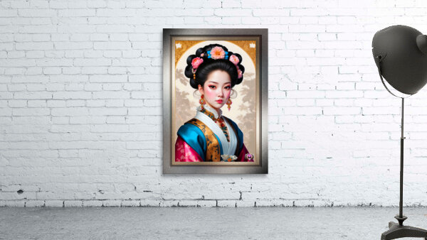 Portrait Of An Elegant Japanese Young Lady Gorgeous AI Concept Art by Xzendor7 Wall Preview