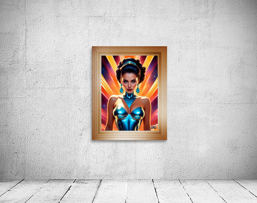 Satin Blue Pin Up Girl Poster Art Captivating AI Concept Portrait