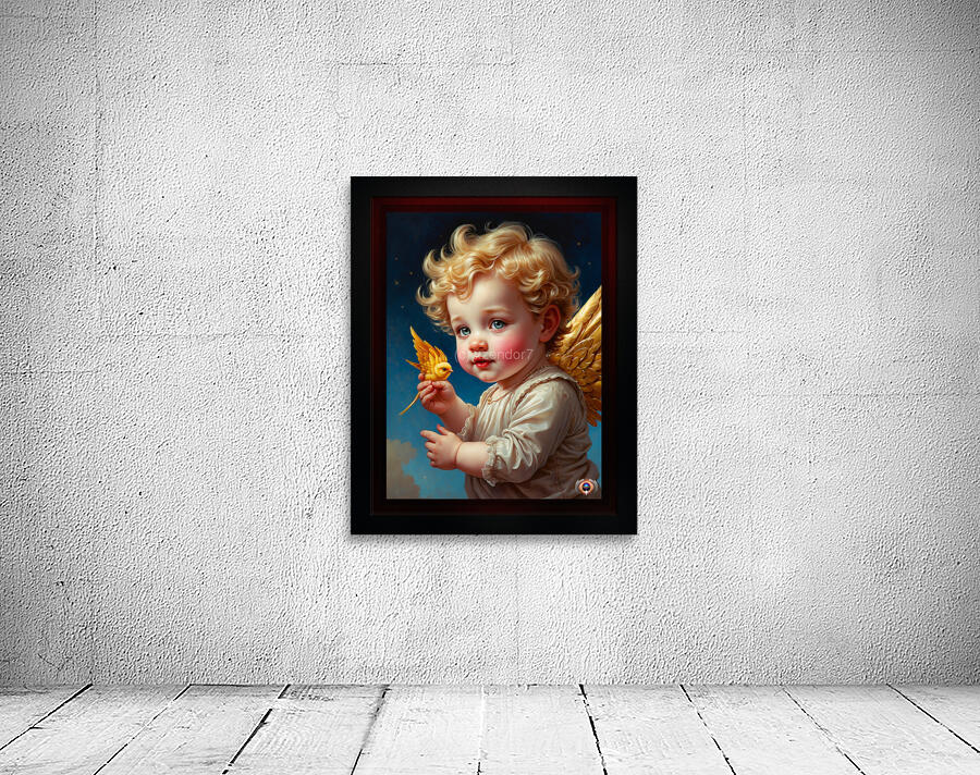 See Its A Golden Bird Adorable AI Concept Art Portrait by Xzendor7 Wall Preview