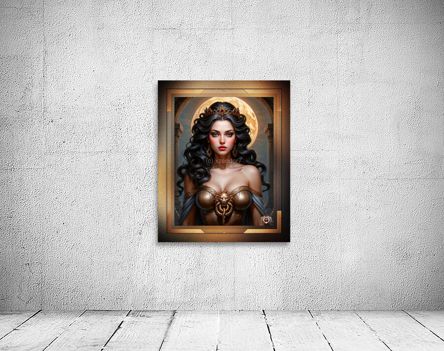 Captured By The Full Moon Captivating AI Concept Art Portrait by Xzendor7 Wall Preview