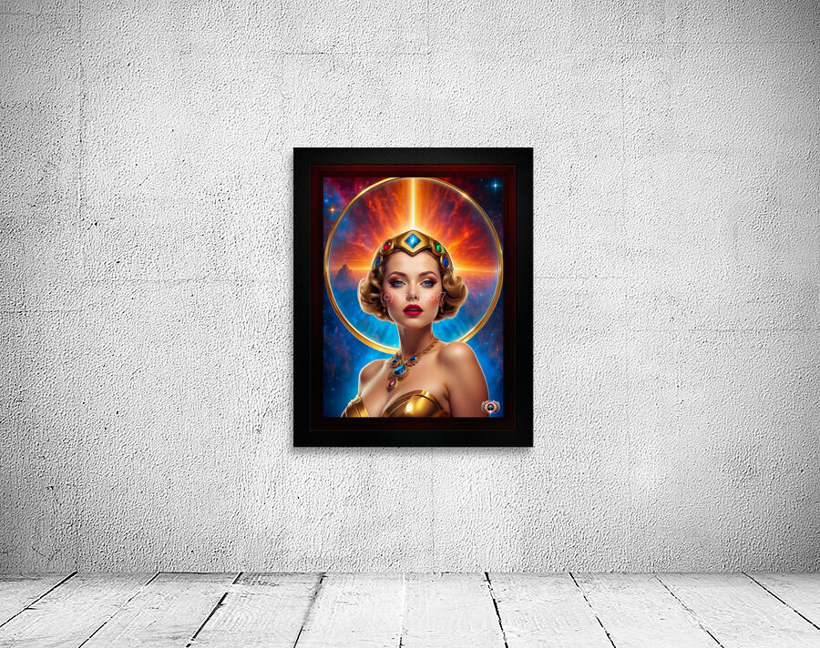 Her Cosmic Halo Pin Up Girl Poster Art Captivating AI Concept Art Portrait by Xzendor7 Wall Preview