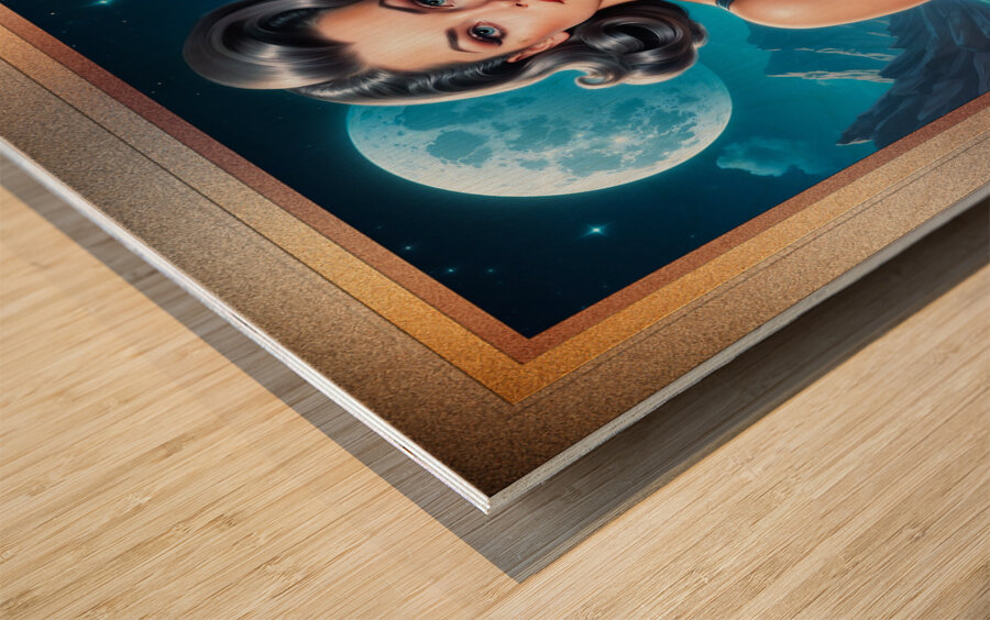 Im On Vacation Mesmerizing AI Concept Portrait Pin Up Art by Xzendor7 Wood print