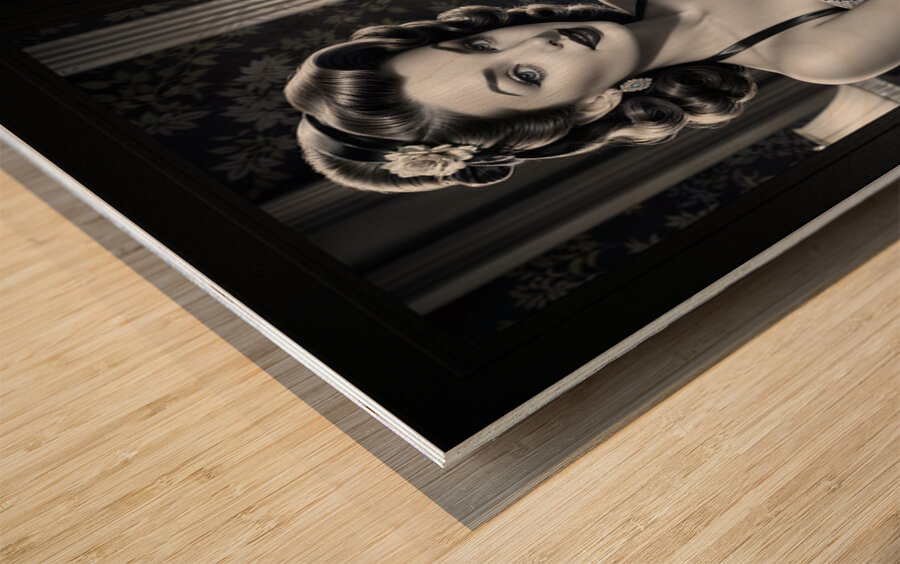 Portrait Illustration Of 3 Film Noir Retro Vintage Beauties Stunning AI Concept Art by Xzendor7 Wood print