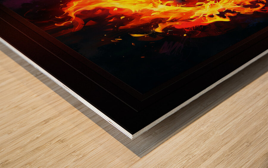 Fiery Flaming Skull Graffiti Abstract Frightening AI Concept Art by Xzendor7 Wood print