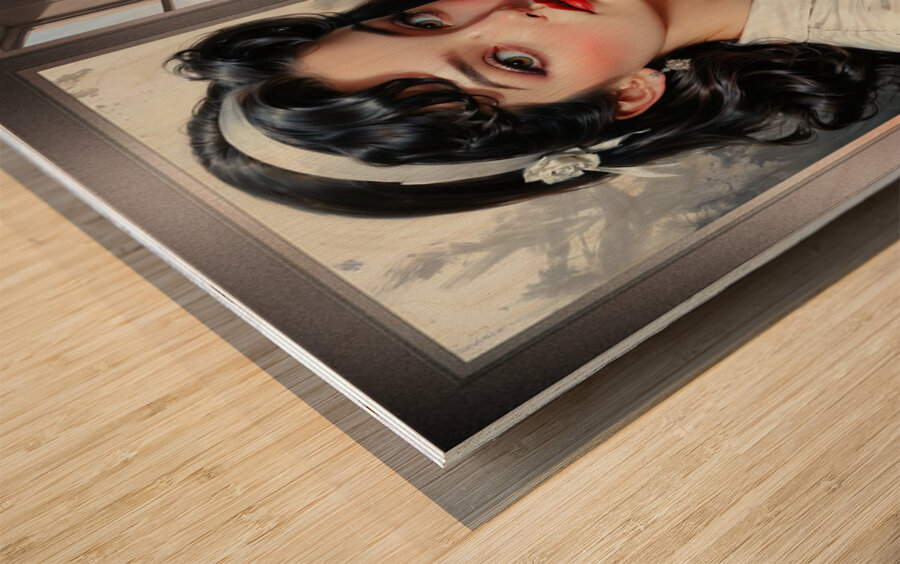 The Nostalgic Grace And Elegance Of A Young Woman Captivating AI Concept Art by Xzendor7 Wood print