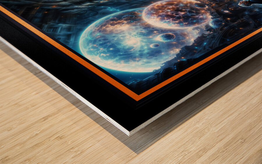 Belsuvius Observatory View Of The Celestial Realm Of The Orbs of Ostephan Awe-Inspiring AI Concept Art by Xzendor7 Wood print