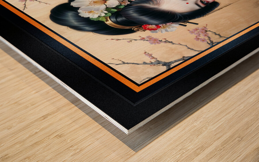 A Serene Portrait Of The Elegant Aoiyako Tsuruhime In A Traditional Kimono Mesmerizing AI Concept Art by Xzendor7 Wood print