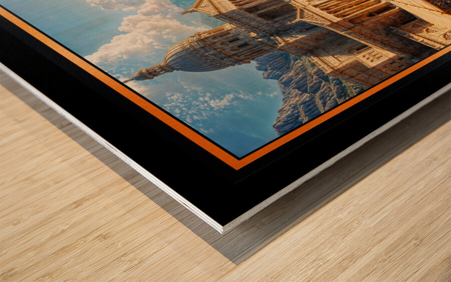 The Majestic Splendor of Trellus A Classical Cityscape Of The Golden Age Breathtaking AI Concept Art by Xzendor7 Wood print