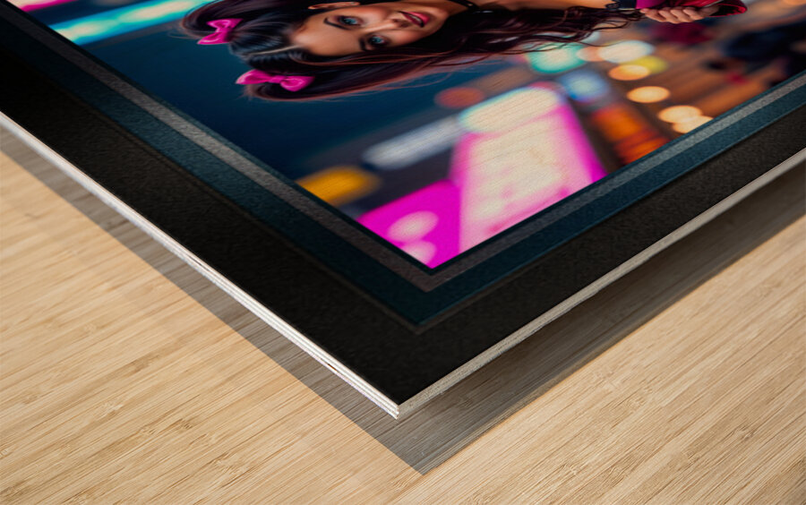 Shes Definitely Not Shy Aylia Stefinwald Nightlife Glamour Captivating AI Concept Art by Xzendor7 Wood print