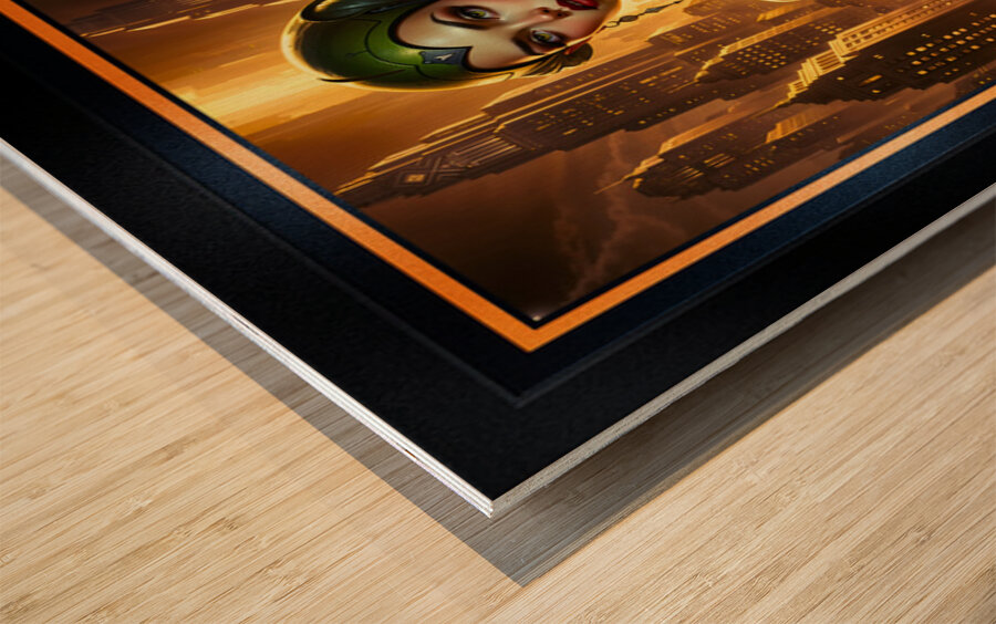 A Golden City Guardian Portrait Of Urbana Mirel Gorgeous AI Concept Art by Xzendor7 Wood print