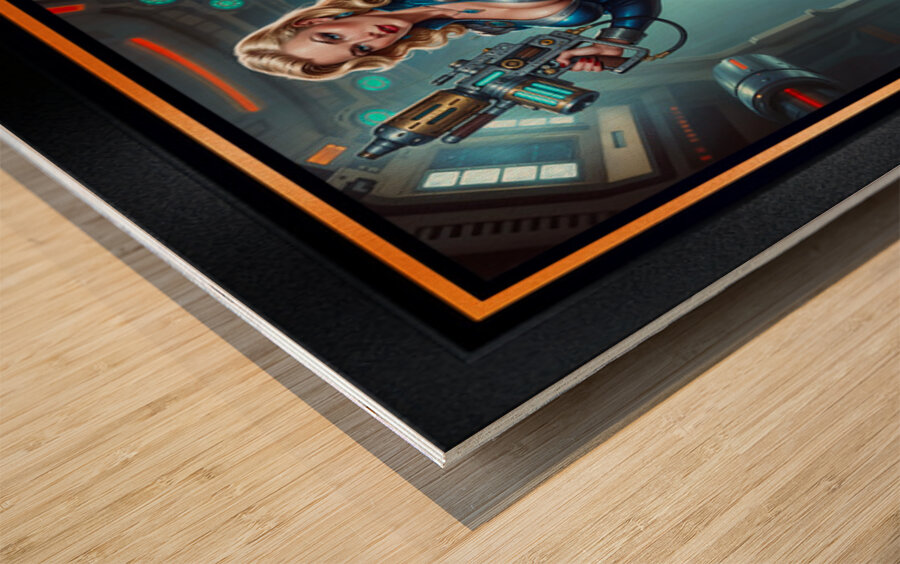 The Blue Sentinel Eqyra Dovani Wielding The Vyrax-7 Mesmerizing AI Concept Art by Xzendor7 Wood print