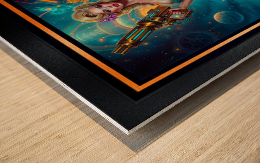 Stralina Livia Retro-Fusion Fantasy Pinup Illustration Captivating AI Concept Art by Xzendor7 Wood print