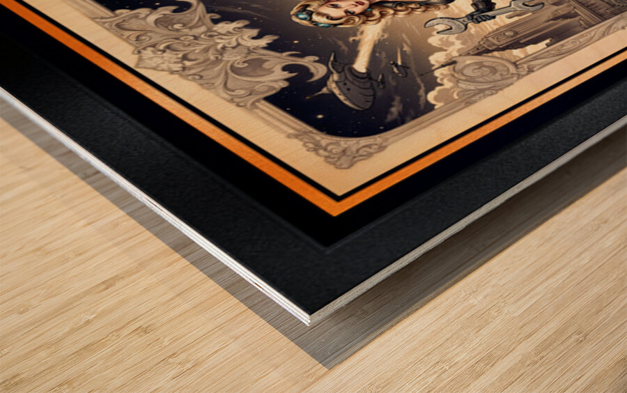 Tsylara Mimor And Her Jithera Cycle Amidst The Sprawling Rovathia Cityscape Gorgeous AI Concept Art by Xzendor7 Wood print