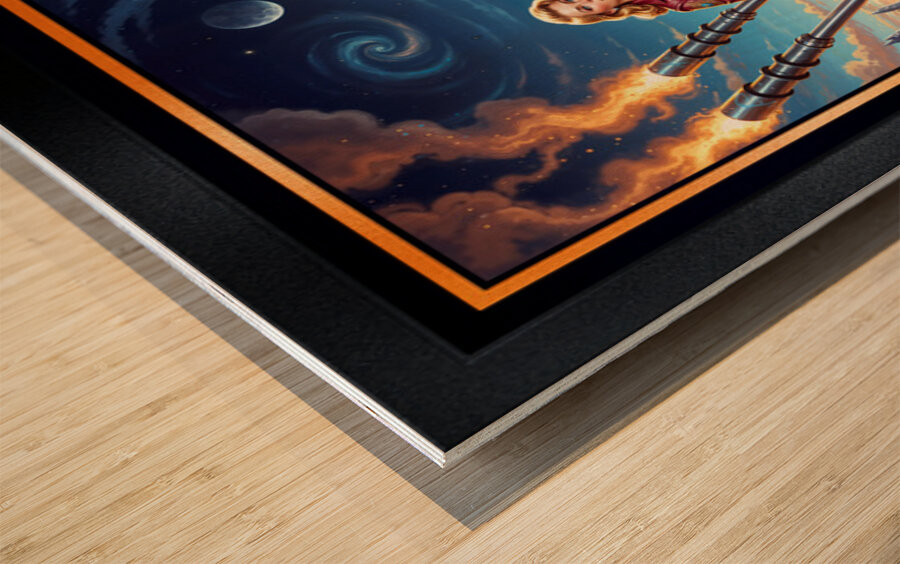 The Cosmic Rider Dyra Gylfia Riding The Valkyrion Striking AI Concept Art by Xzendor7 Wood print