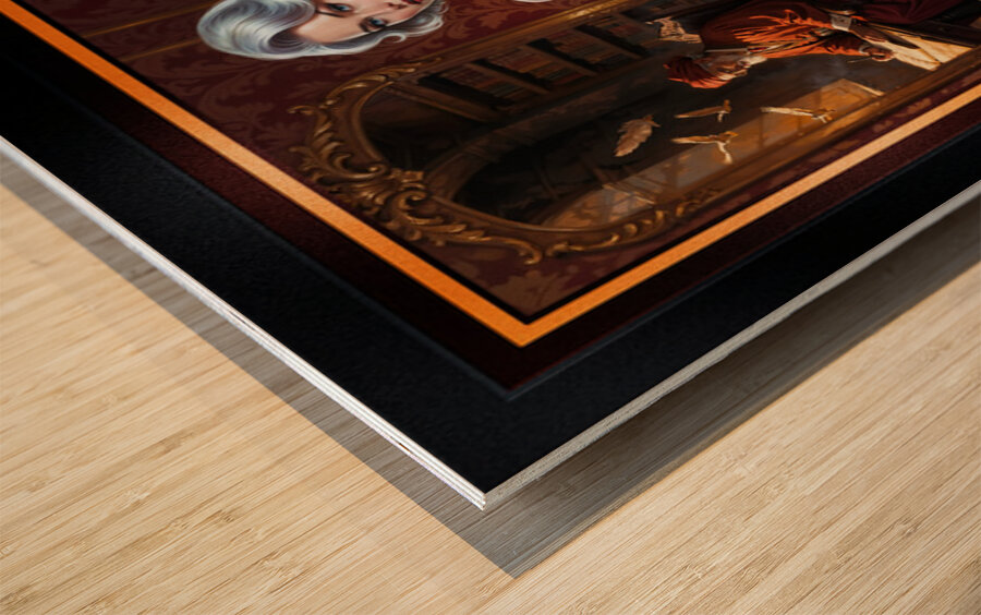 Feminine Poise Of Zyrina Cinara In A Baroque Interior Gorgeous AI Concept Art by Xzendor7 Wood print