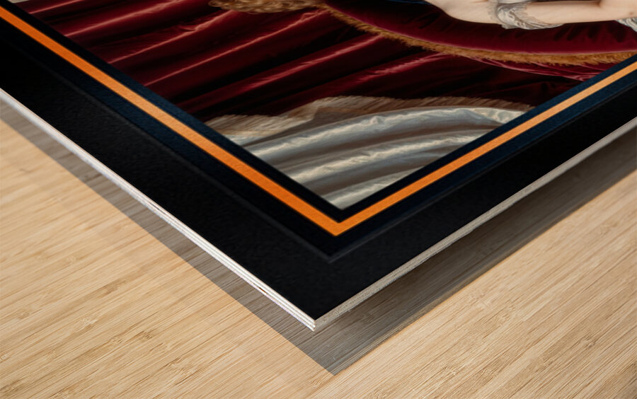 Lady Mirella Gianetta Reclining On Velvet Chaise Portrait Mesmerizing AI Concept Art by Xzendor7 Wood print