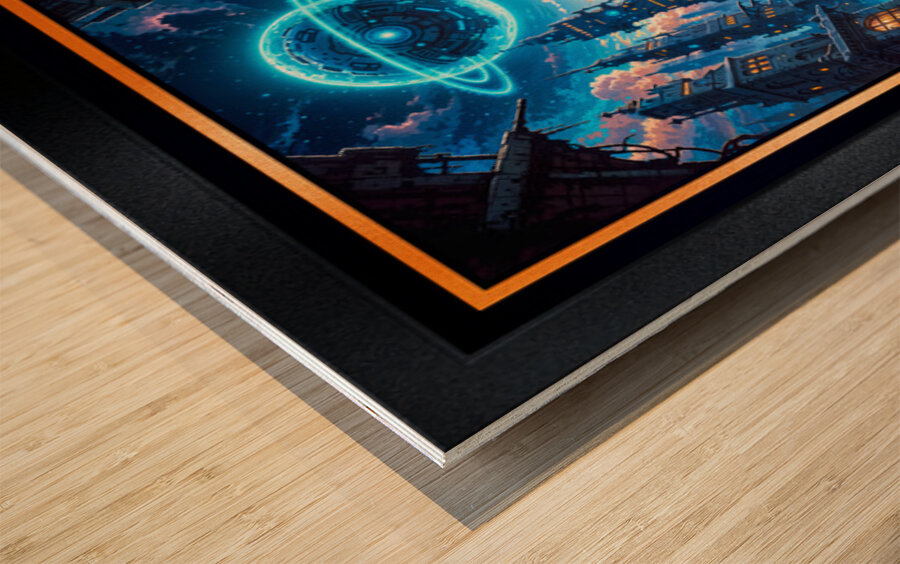 Cyber-Fantasy Portrait Of Lyria Vexis On Her Thunderclad Captivating AI Concept Art by Xzendor7 Wood print