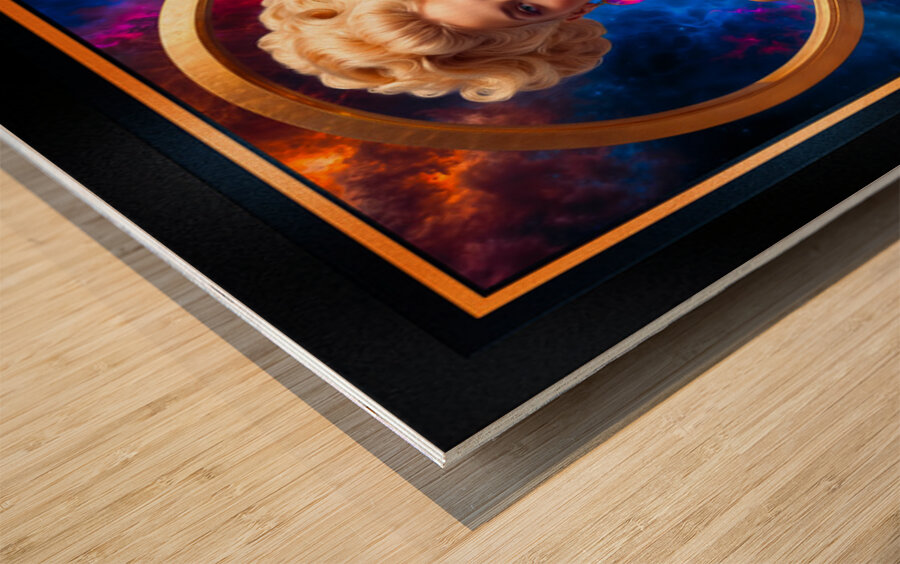 Celestial Sovereign Seraphia Solis Empress Of The Stars Mesmerizing AI Concept Art by Xzendor7 Wood print