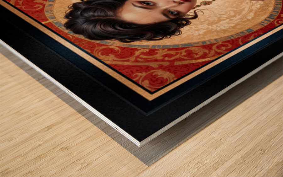 Portrait Of Liriel Voltan In A Regal Teal Satin Dress Gorgeous AI Concept Art by Xzendor7 Wood print