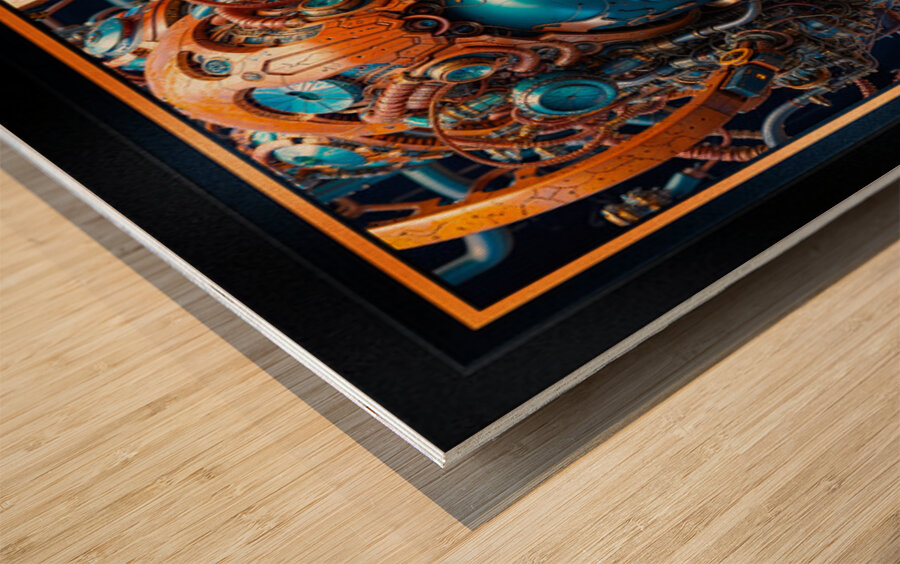 Biomechanical Portrait Of The Living Machine Lyrion Vexian Mesmerzing AI Concept Art by Xzendor7 Wood print