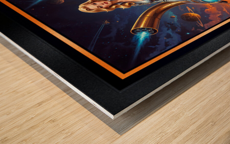 Retro-Futuristic Portrait Of Lady Tsira Zaltera On Solara Gorgeous AI Concept Art by Xzendor7 Wood print