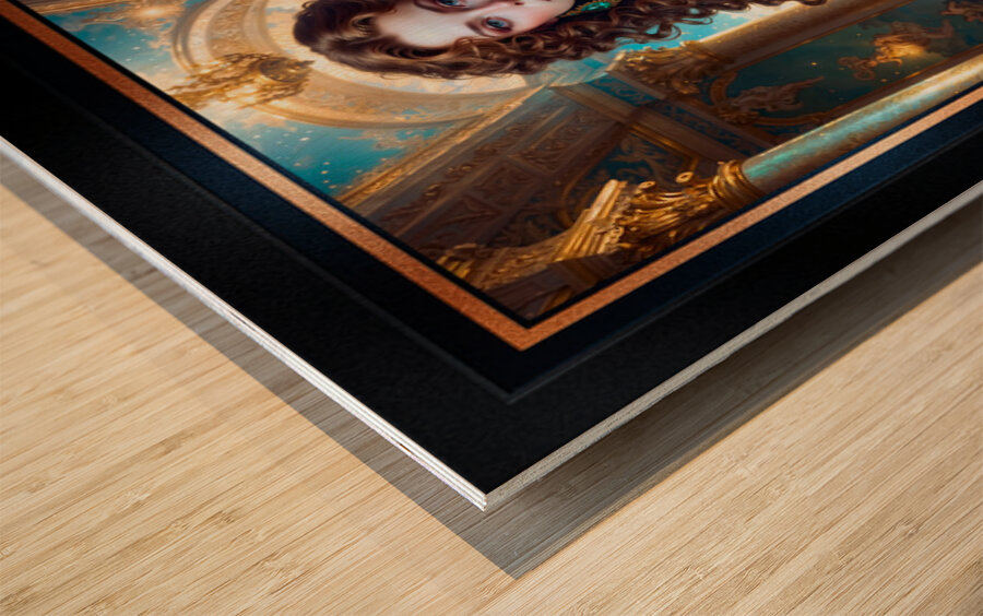 A Majestic Celestial Portriat Of Lady Ryllana Theronis Mesmerzing AI Concept Art by Xzendor7 Wood print