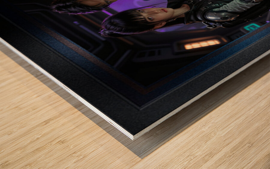 Celestial Earth Guardians Dyra Lelphen And Breason Jurinsen Captivating AI Concept Art by Xzendor7 Wood print