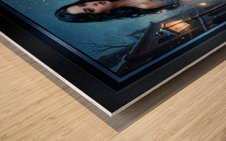 Danya Lunari Winter Courtyard Fantasy Portrait Elegant AI Concept Art by Xzendor7 Wood print