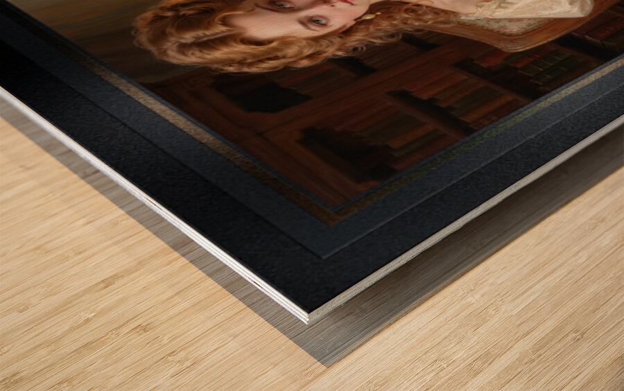 Portrait Of Elenora Davenham In A Candlelit Library Captivating AI Concept Art by Xzendor7 Wood print