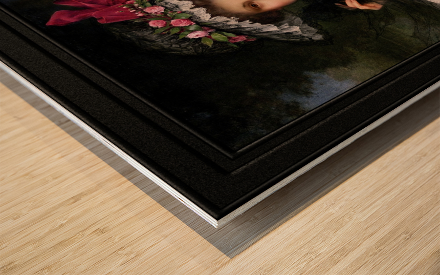 Young Beauty With A Red Ribbon Hat by Francois Martin-Kavel Wood print