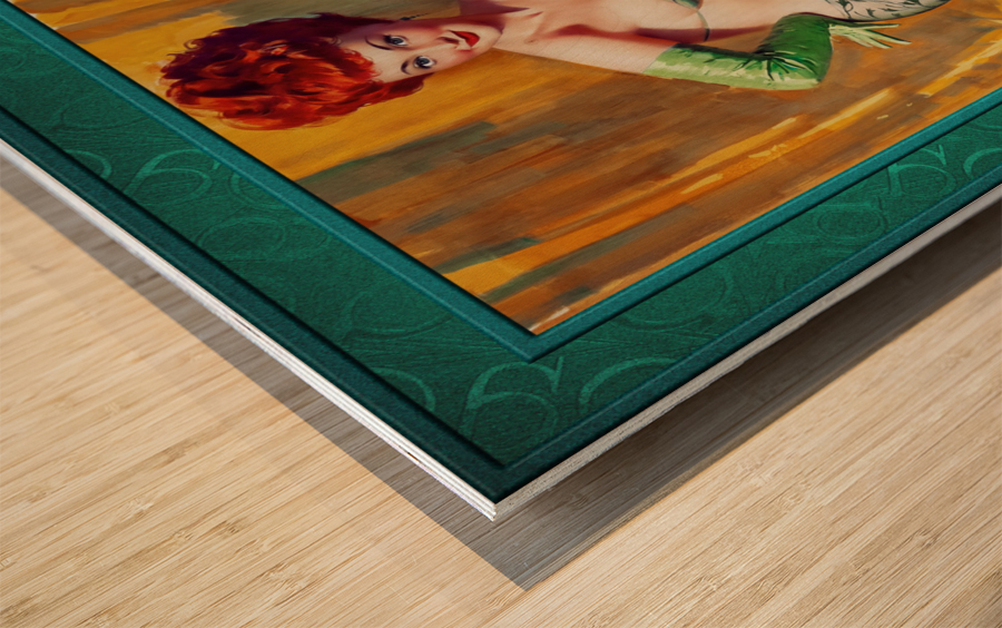 Redhead In A Green Bikini by Bill Medcalf Remastered Vintage Retro Xzendor7 Art Reproductions Impression sur bois