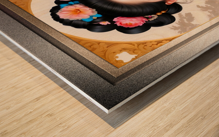 Portrait Of An Elegant Japanese Young Lady Gorgeous AI Concept Art by Xzendor7 Wood print