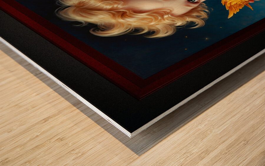 See Its A Golden Bird Adorable AI Concept Art Portrait by Xzendor7 Wood print