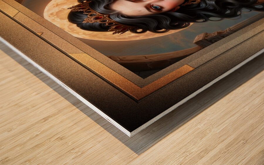 Captured By The Full Moon Captivating AI Concept Art Portrait by Xzendor7 Wood print