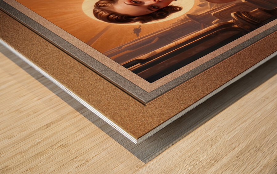 She Has That Look Mesmerizing AI Concept Art Retro Fusion Pin Up Portrait by Xzendor7 Wood print