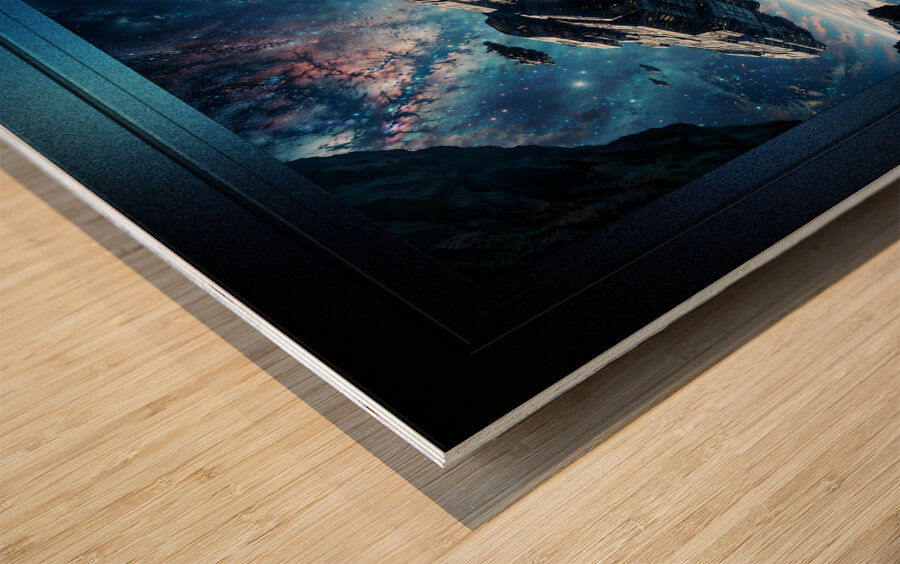 The Plavien Explorer Fleet Astonishting AI Concept Sci-Fi Art by Xzendor7 Wood print