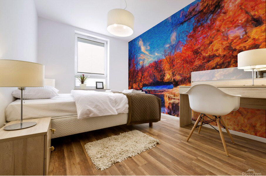 Fall Fire Stream Mural print