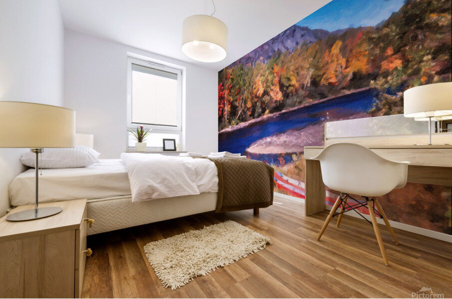 Two Red Canoes Mural print