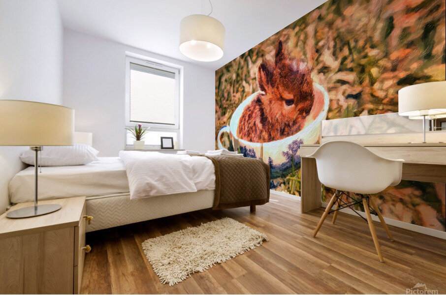 Teacup bunny Mural print