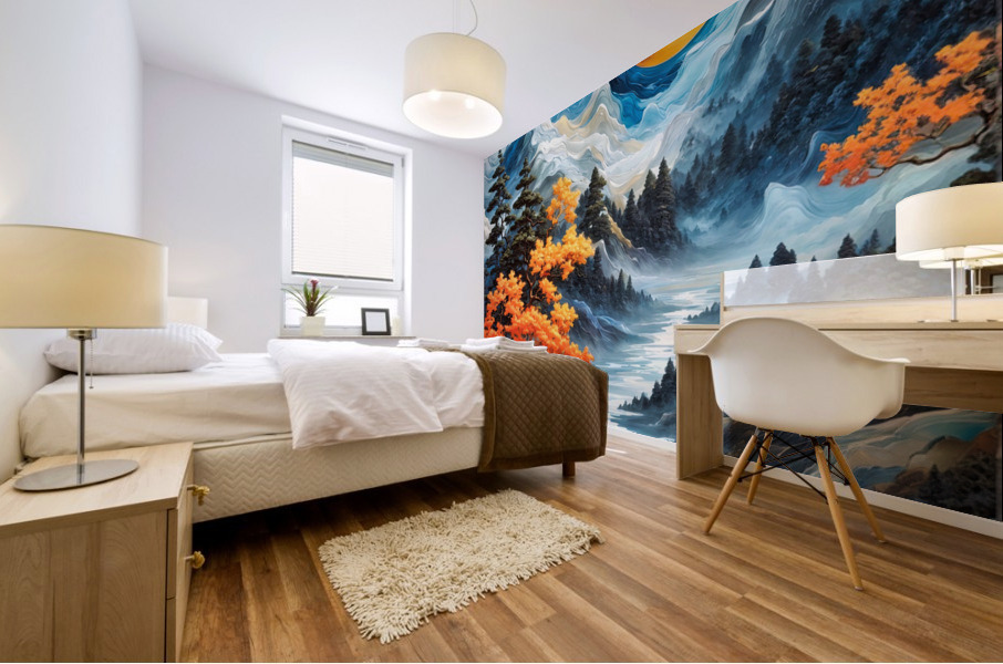 Orange Moon Rise Mural print