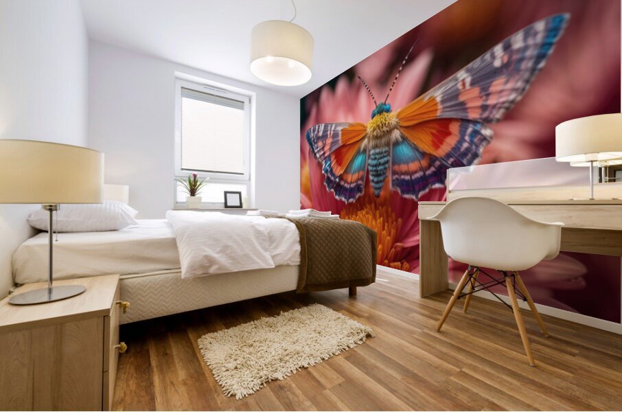 Pink Mum Moth Mural print