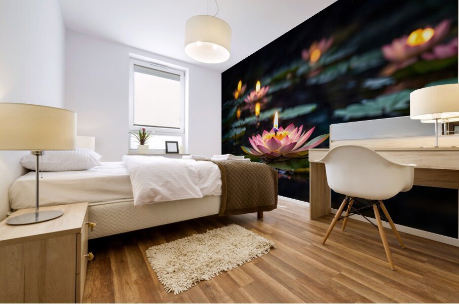 Lotus Floating Candle Mural print