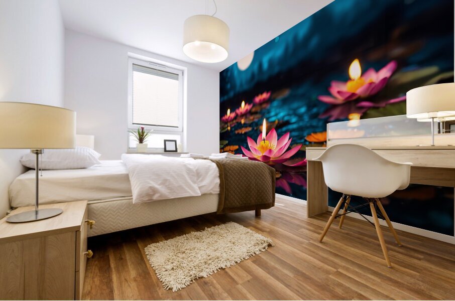 Lotus Flower Moonlight  Mural print