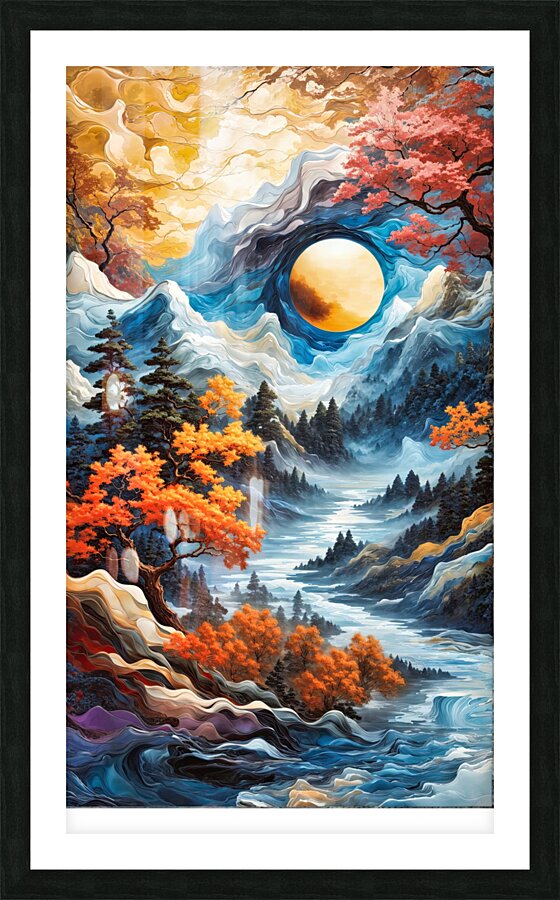 Orange Moon Rise Picture Frame print